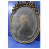 Antique Oval Frame&Picture-George Washington