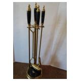 5 Pc Brass Fireplace Tool Set