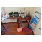 Vintage Singer Sewing Machine in Cabinet w/Access. Vintage Singer Sewing Machine in Cabinet w/Access.