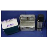 Metal Lunch Pail, Mini mate Coooler, Thermos Metal Lunch Pail, Mini mate Coooler, Thermos