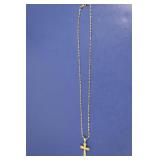 14K Yellow Gold 18" Chain w/Cross 4.4g