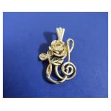 14K Yellow Gold Rose Pendant 1.9g