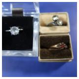 Vintage 10K Gold Garnet Ring 1.2g,Sterling 2 Stone