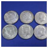 6 Kennedy Clad Half Dollars