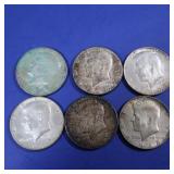 6 Kennedy Clad Half Dollars