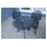 Round Metal Table w/2 Matching Chairs