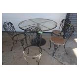 Outdoor Glasstop & Iron Table-48"x29"H w/4 Chairs
