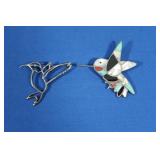 2 Sterling Silver Hummingbird Pins(1 w/Turq-Coral-