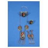 Sterling Silver Turq,Coral,Onyx, Necklace,Bracelet