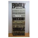 Family Rules Plaque 14x36