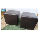 2 Vinyl Ottomans-13x13x13