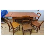 Wooden Table w/Built in Leaves&Chairs