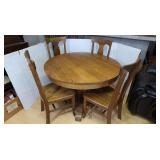 Round Oak Table 44x28 & 4 Matching Chairs