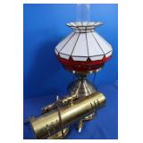 Modern Stained Glass&Brass Lamp 19"Tall & Brass