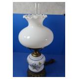 Milk Glass Glove Lamp w/Painted Bases 23"Tall