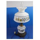 Milk Glass Painted Glove&Base Lamp 23"Tall