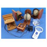 2 Mini Globes, Lucite w/Hummingbird, Engraved 2