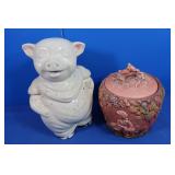 2 Piece Ceramic Pig Cookie Jar