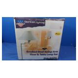 NIB Brushed Steel Swing Arm Lamp