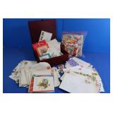 Box of Vintage Paper Cutouts, Envelopes/Stamps