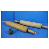 2 Wooden Rolling Pins-1 w/Painted Handles