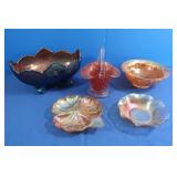 3 Pcs of Lustreware, Carnival Glass Bowl&Vase