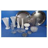 Milk Glass&Pressed Glass Vases, Cruets, Dishes