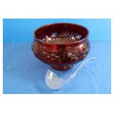 Red Punch Bowl (scratched)&Ladle