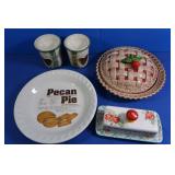 Cherry&Pecan Pie Dishes, 2 Tart Burners, Butter
