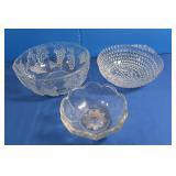 3 Pressed Glass Serving Bowls