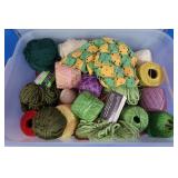 Tote of Sewing Items Including Yarn&Thread