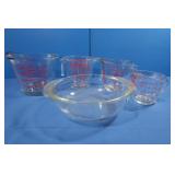 Anchor Hocking Measuring Cups, Pyrex Bowl (small