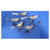 5 Antique Tree Bird Ornaments