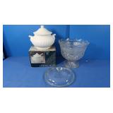 1qt Swirl Tureen & Glass Serving Bowl