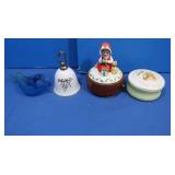 Trinket box, Enesco bell, Music box, blue bird