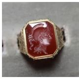 14K Men's Sardonyx Ring, Sz 9-9.2grams gross wt.