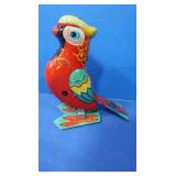 NIB Vintage Jumping Parrot Wind-up Tin Toy