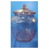 Vintage Large Planters Peanuts Pink GlassJar w/Lid