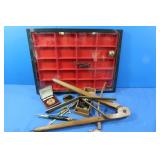 Vintage Boy Scout Items,Wooden Rule, Display Case&
