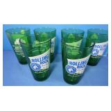 6 Green Rolling Rock Glasses