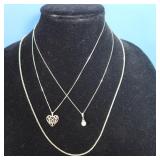 Sterling Lot-18" Pearl Necklace,24" Chain,Heart