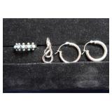 Sterling Turquoise Ring-Sz 7&Hoop Earrings,Pendant