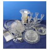 2 Matching Glass Candelabras,Glass Lamp&more