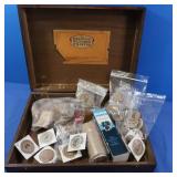 Collectible Wooden Nickles in Dovetail Box