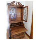 Secretary Desk w/Hutch 3 Drawers, Lighted, 2Glass