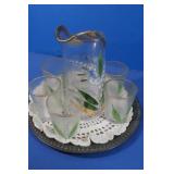 Hand Painted sm Picture&6 Shot Glasses 1chipped