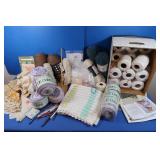 Crocheting Supplies W/Doilies&Yarn