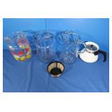 3 Iced Tea Pitchers, 1 Coffee Pitcher