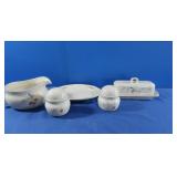 Ceramic Butter, Creamer, Salt/Pepper