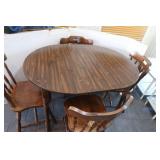 48inx36in Wooden Table W/4 Chairs, 12 inch Leaf